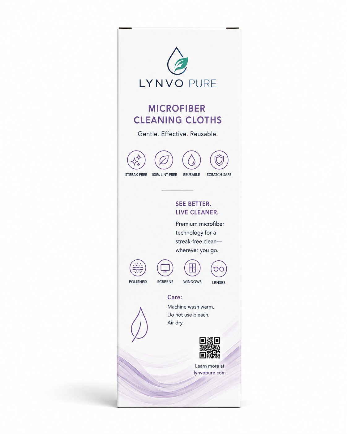 LYNVO PURE Cleaning Cloths — back view